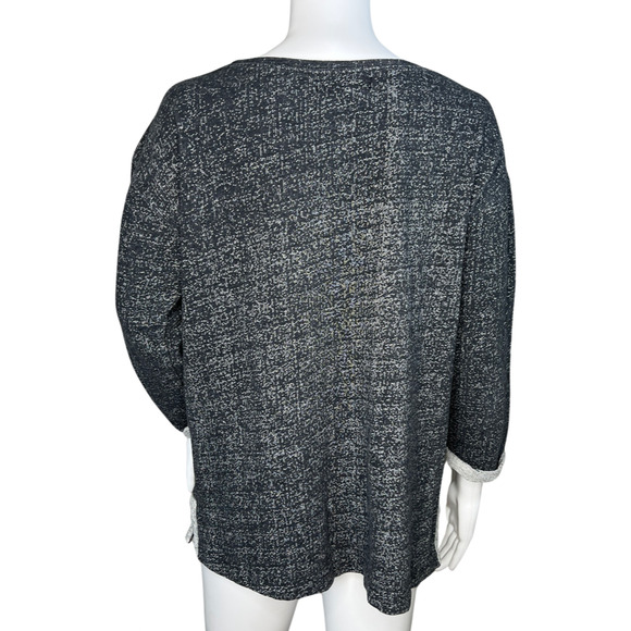 Sanctuary Sweatshirt Womens Medium Black Gray Beaded Rolled Sleeve Updated Basic - Picture 4 of 7